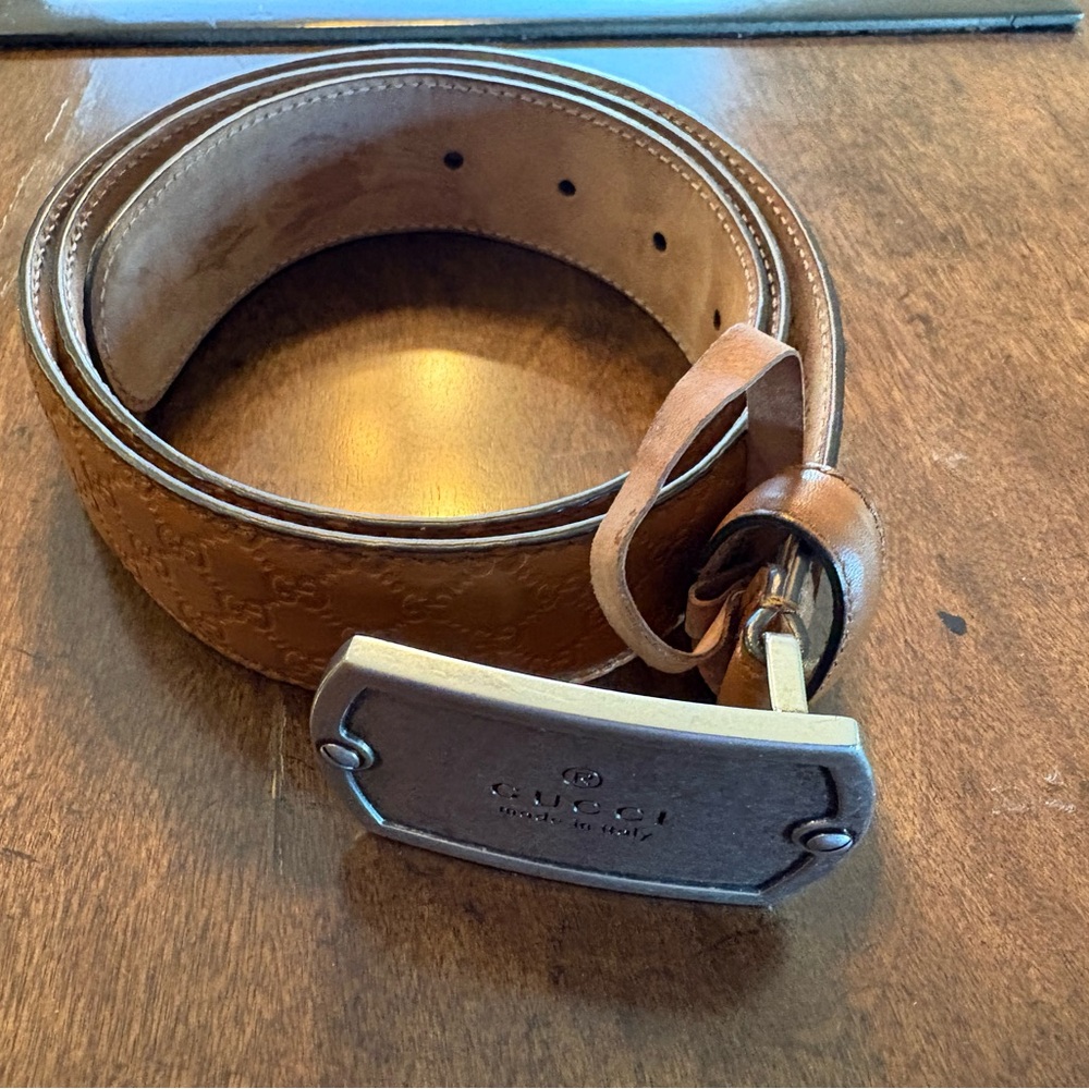 Gucci Tan Leather Belt with Silver Buckle - Picture 4 of 6